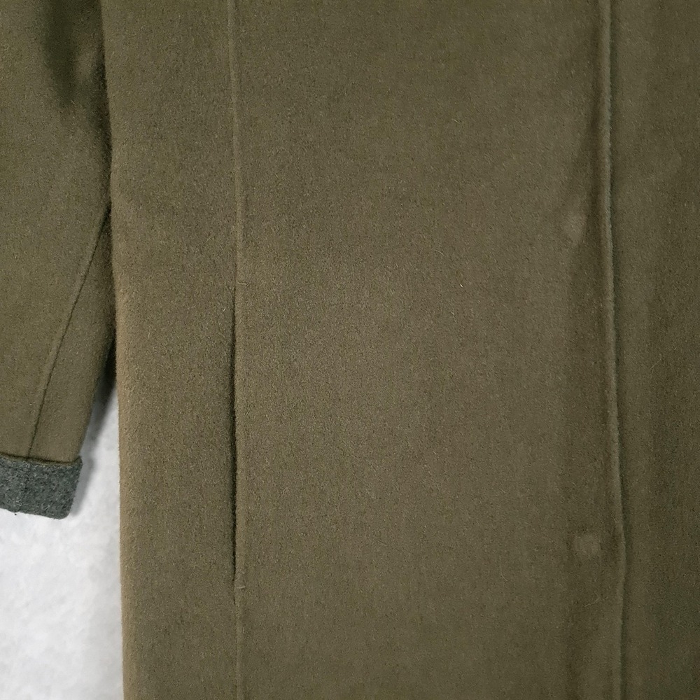 Eileen Fisher Coat Womens M Green Wool Snap Front Collared Mid Length Overcoat - Picture 7 of 16